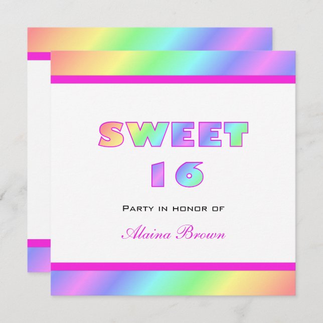 Party Einladung des Regenbogen-Bonbon-16 (Vorne/Hinten)
