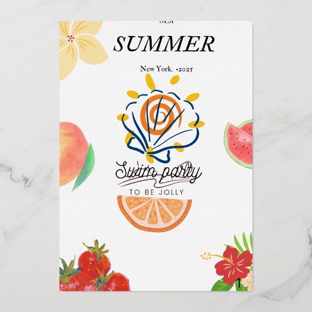 Party Einladung des Sommerbeckens. (Vorderseite)