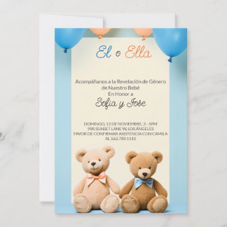 Party Einladung des spanischen Teddy-Bären-Geschle