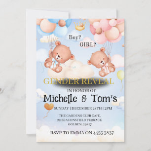 Party Einladung des Teddy Bear Gender