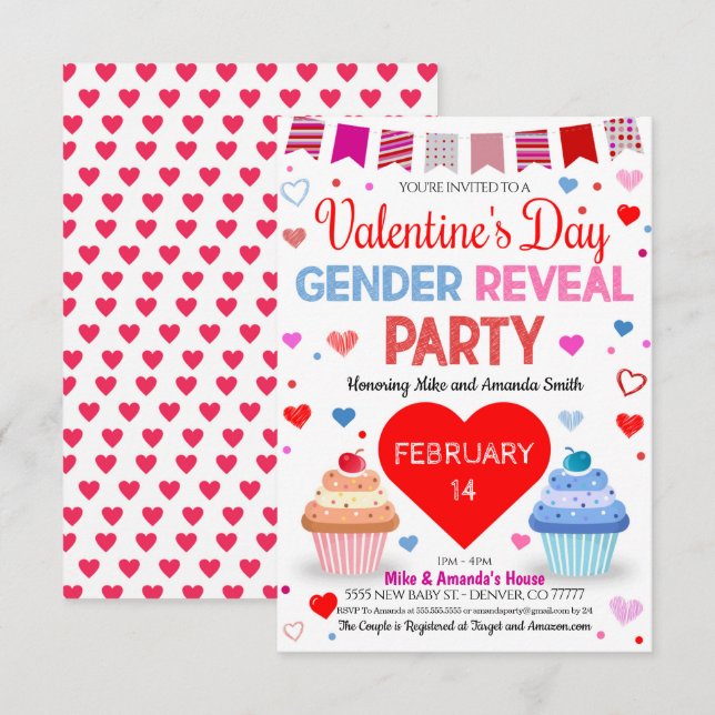 Party Einladung des Valentinstag (Vorne/Hinten)