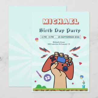 Party Einladung des Videospiels Kindergeburtstag