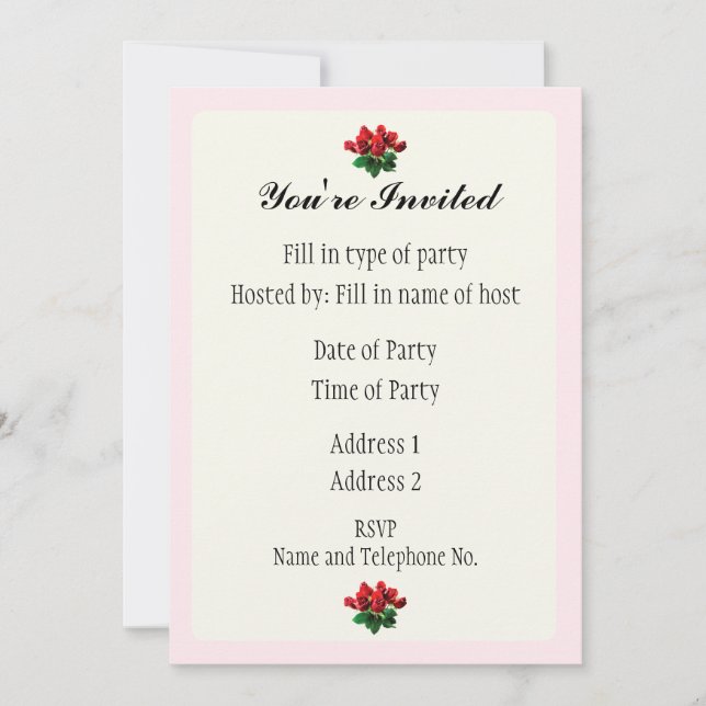 Party Einladung - Design der Rose (Vorderseite)