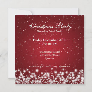 Party Einladung Elegante Sparkle Custom Red