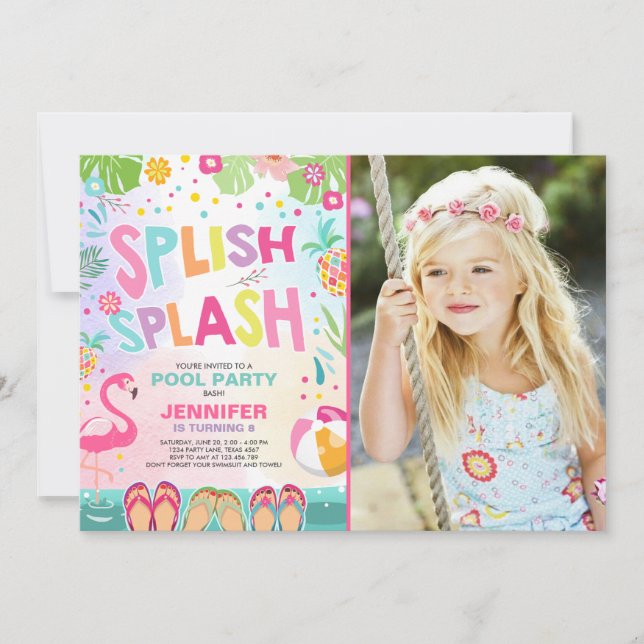 Party Einladung Flamingo Tropischer Ananas (Vorderseite)