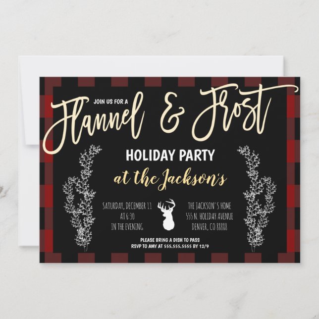 Party Einladung Flanell und Frost (Vorderseite)