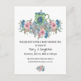 Party Einladung "Floral Baby Tee" Postkarte