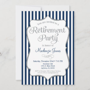 Party Einladung für Altersvorsorge Navy Blue Silve