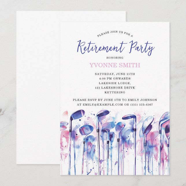 Party Einladung für das Golfgewerbe von Frauen (Vorne/Hinten)