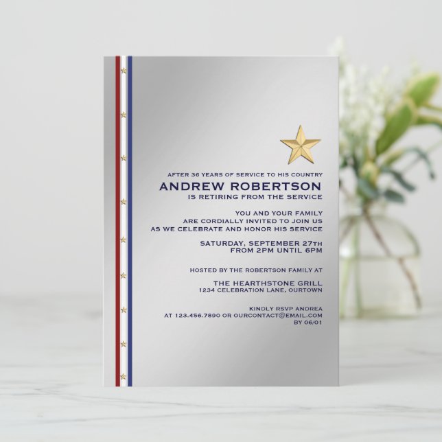 Party Einladung für das Militärruhestand (Stehend Vorderseite)