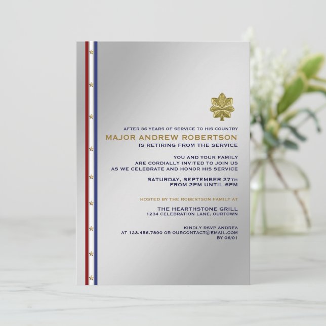 Party Einladung für das Militärruhestand (Stehend Vorderseite)