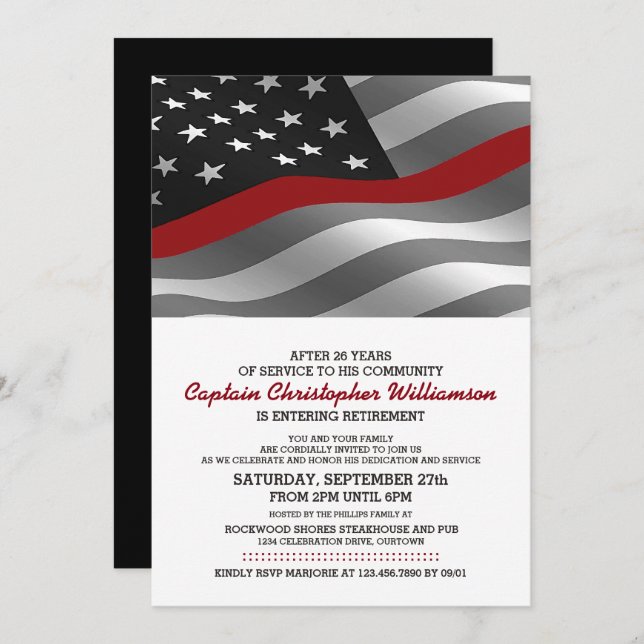 Party Einladung für das Ruhestand von Feuerwehrleu (Vorne/Hinten)