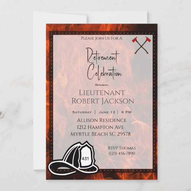 Party Einladung für das Ruhestand von Feuerwehrleu (Vorderseite)