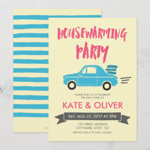 Party Einladung für den Bau von Pink und Blue Car