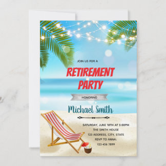 Party Einladung für den Beach-Ruhestand