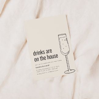 Party Einladung für den Haushalt mit Champagner