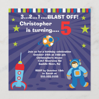 Party Einladung für den Weltraum-Kindergeburtstag