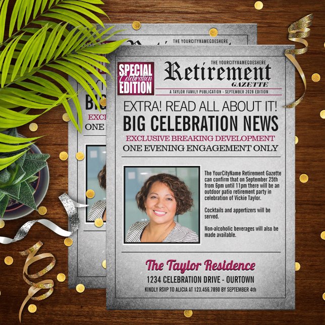 Party Einladung für die Zeitung auf der Titelseite (Von Creator hochgeladen)