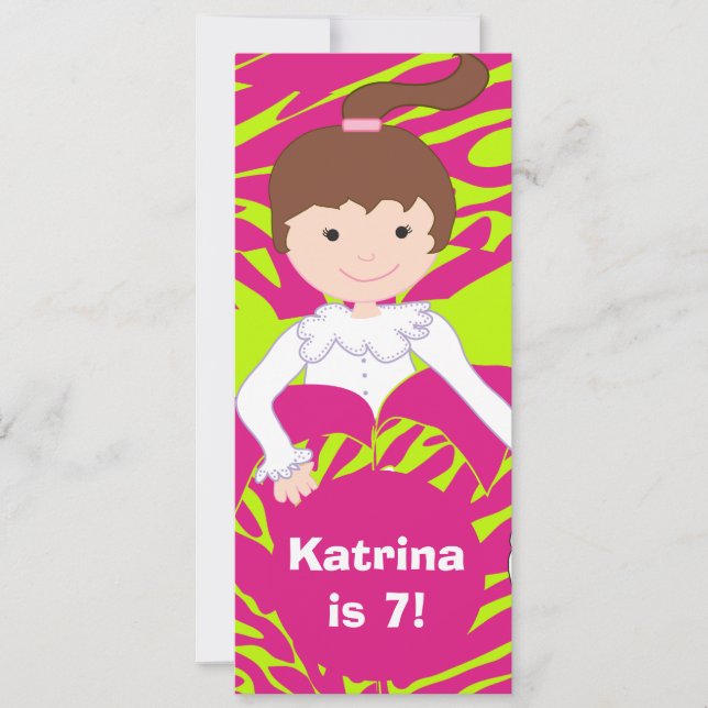 Party Einladung für kalkgrüne und rosafarbene Klem (Vorderseite)