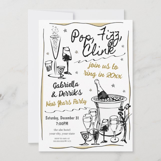 Party Einladung für neue Jahre (Vorderseite)