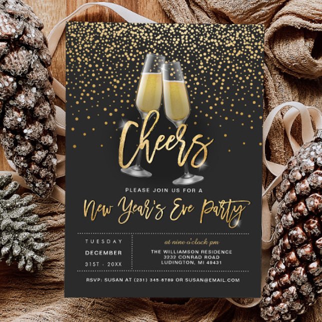 Party Einladung für neue Jahre (Cheers New Years Party Invitation)