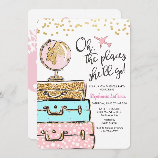 Party Einladung für Reisen (Vorne/Hinten)