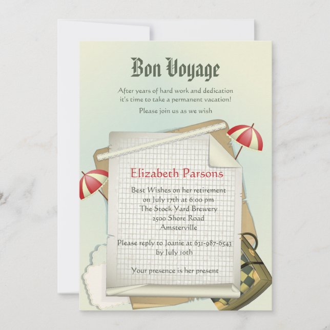 Party Einladung für Reisepläne (Vorderseite)