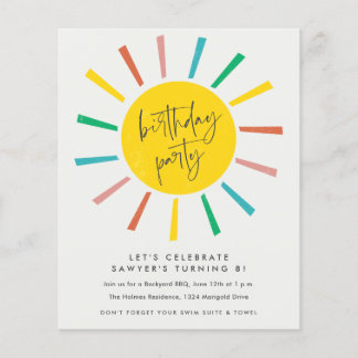 Party Einladung für Sun Script-Kindergeburtstag Flyer