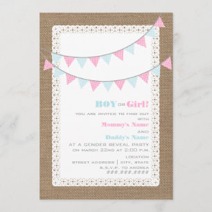 Party Einladung Gingham Bunting Gender Reveal