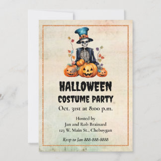Party Einladung Halloween Skeleton