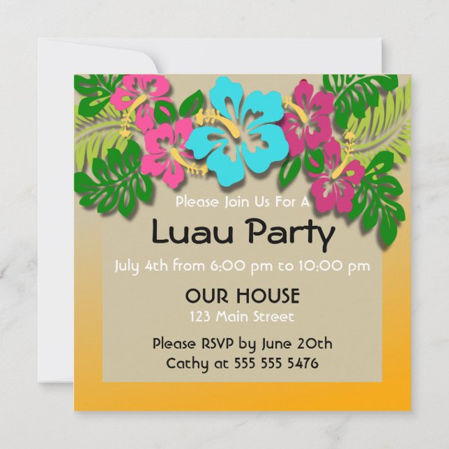 Party Einladung Hawaiian Luau (Rückseite)