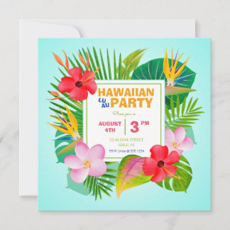Party Einladung Hawaiian Luau Square