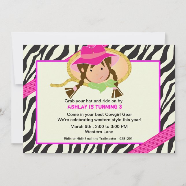 Party Einladung in Rosa und Schwarz (Vorderseite)