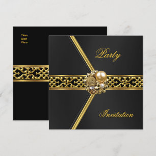 Party Einladung Jedes Anlasses Black Velvet Gold