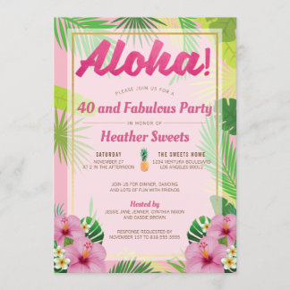 Party Einladung Luau 40. Geburtstag