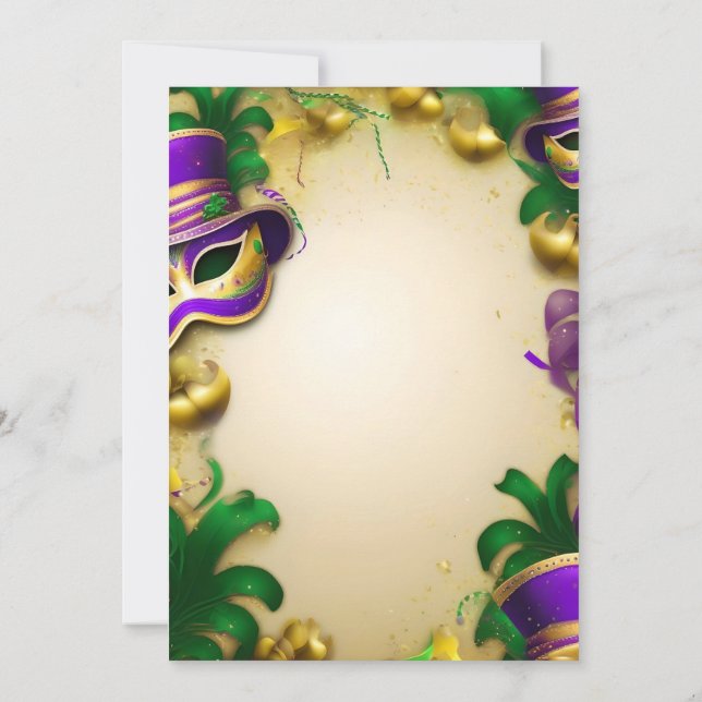 Party Einladung - Mardi Gras Design (Rückseite)