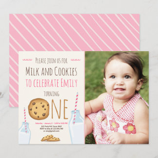 Party Einladung Milch und Cookies Mädchen Geburtst