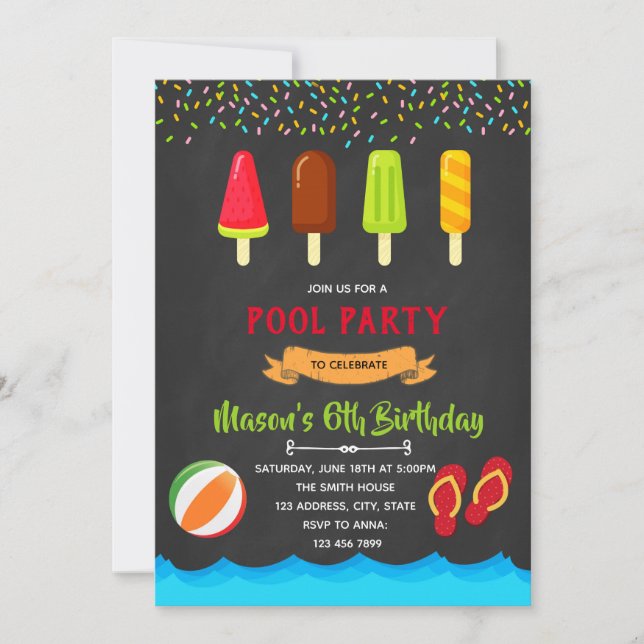 Party Einladung mit Eis (Vorderseite)