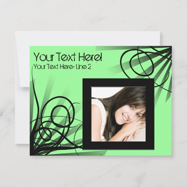 Party Einladung mit heiß grünem Swirl (Vorderseite)