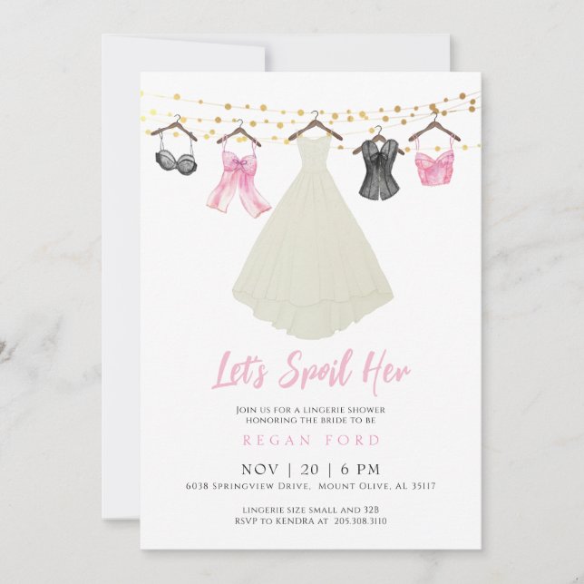 Party Einladung mit Hochzeitskleid (Vorderseite)