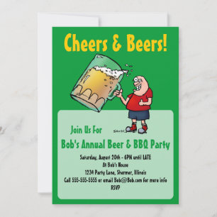 Party-Einladung mit lustigem Cartoon-Bier-Typ Einladung