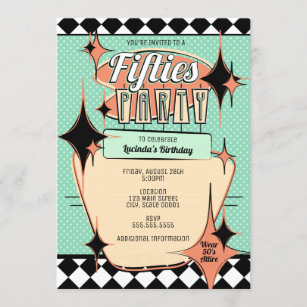 Party Einladung Mitte der 50er Jahre