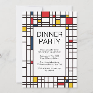 Party Einladung Mondrian De Stijl