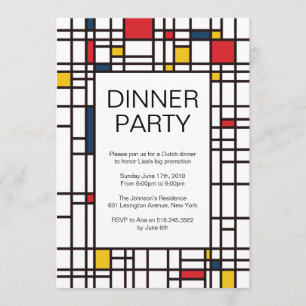 Party Einladung Mondrian De Stijl