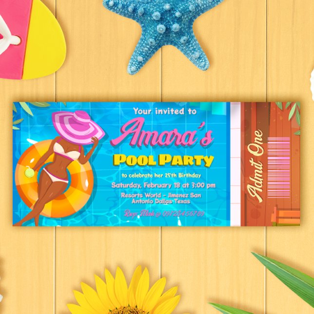 Party Einladung Pool (Pool Party Ticket Invitation)