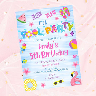 Party Einladung-Pool-Party zum Geburtstag einladen Einladung