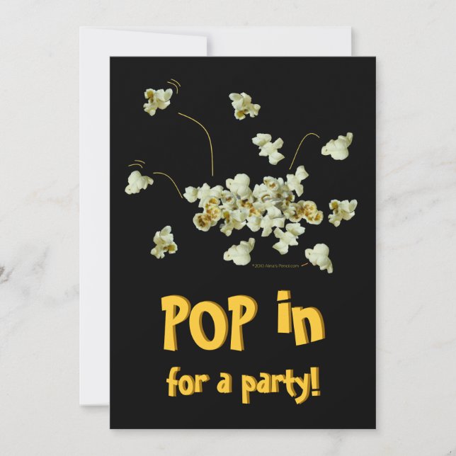 Party Einladung Popping Popcorn Vorlage (Vorderseite)
