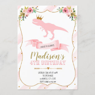 Party Einladung Princess Dinosaurier