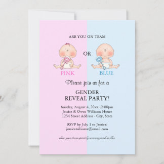 Party Einladung-Rosa oder Blau des Geschlechts Einladung