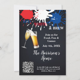 Party Einladung rot, weiß und braun